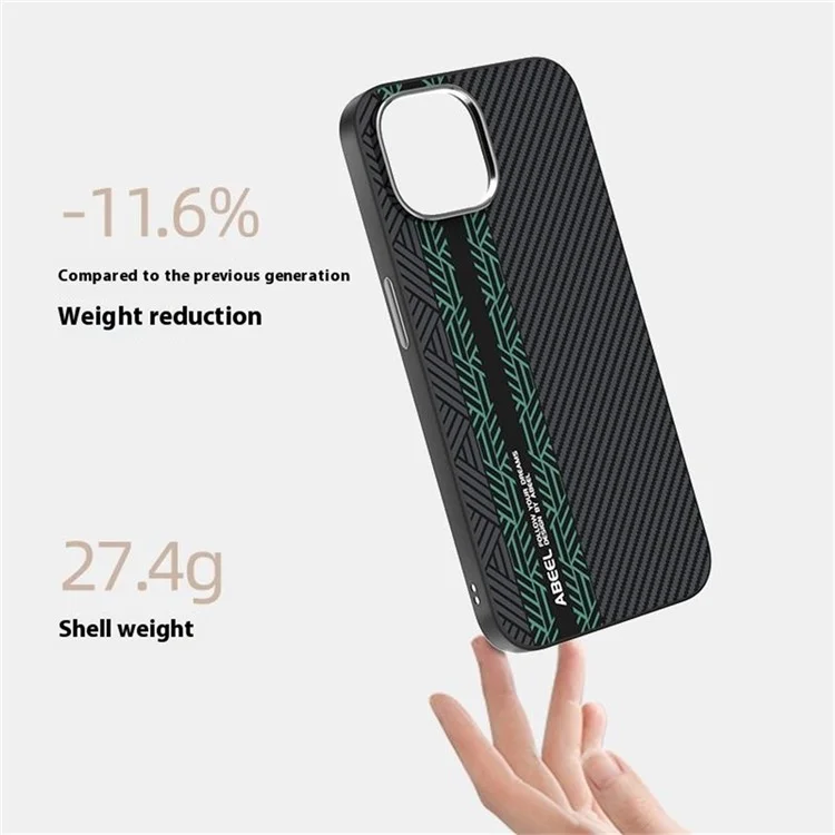ABEEL For iPhone 13 Case PC + TPU + Aluminum Alloy + PU Leather Phone Cover Compatible with MagSafe - Texture 2