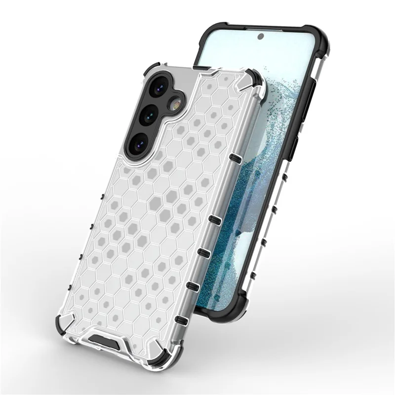 For Samsung Galaxy S25 Case PC+TPU Phone Cover Honeycomb Shape - Grey