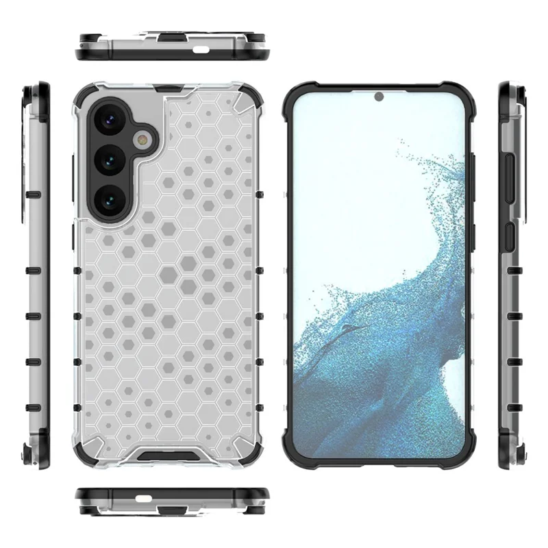 For Samsung Galaxy S25 Case PC+TPU Phone Cover Honeycomb Shape - Grey