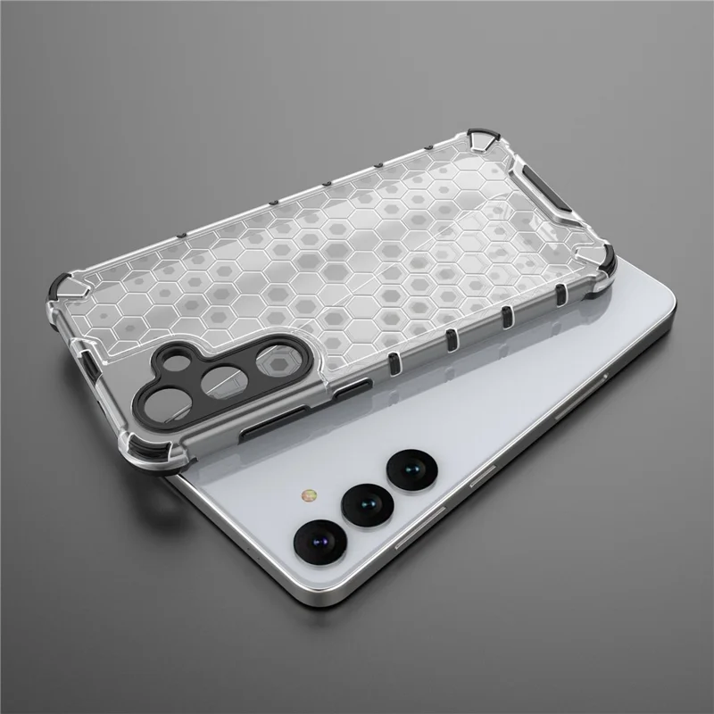 For Samsung Galaxy S25 Case PC+TPU Phone Cover Honeycomb Shape - Grey