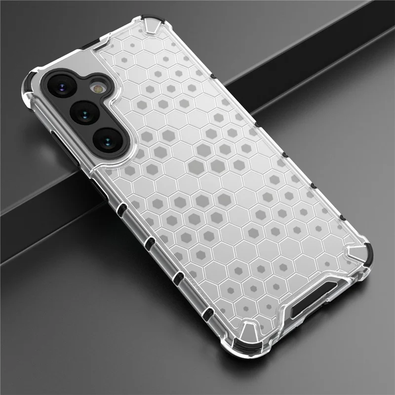 For Samsung Galaxy S25 Case PC+TPU Phone Cover Honeycomb Shape - Grey
