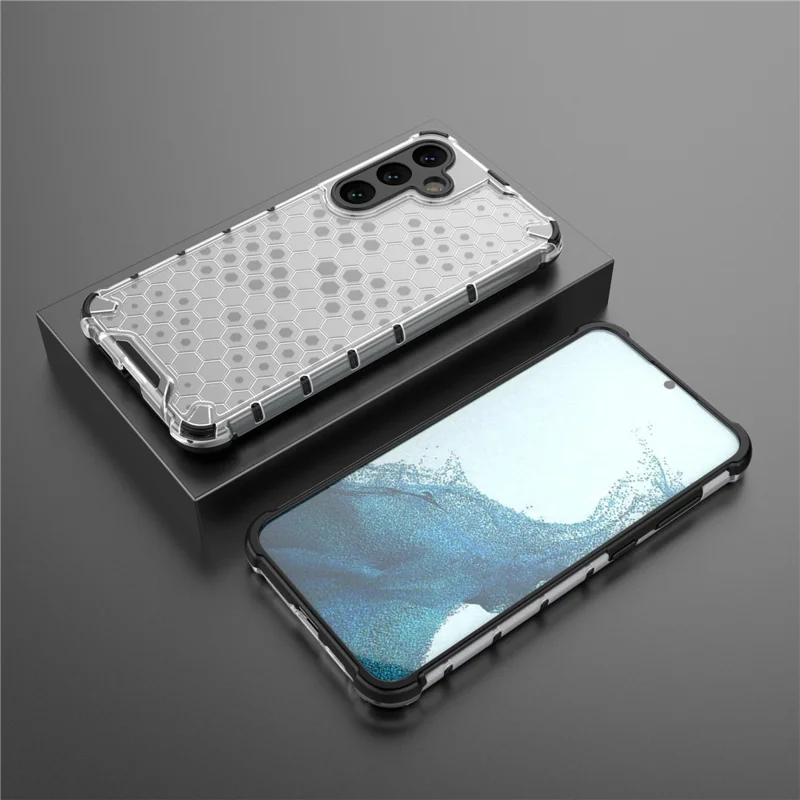 For Samsung Galaxy S25 Case PC+TPU Phone Cover Honeycomb Shape - Grey