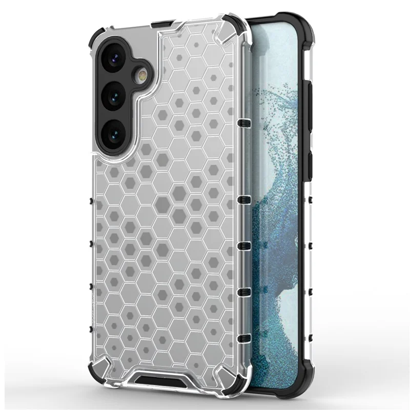 For Samsung Galaxy S25+ Case PC+TPU Phone Cover Honeycomb Shape - Grey
