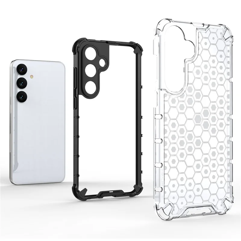 For Samsung Galaxy S25+ Case PC+TPU Phone Cover Honeycomb Shape - Grey