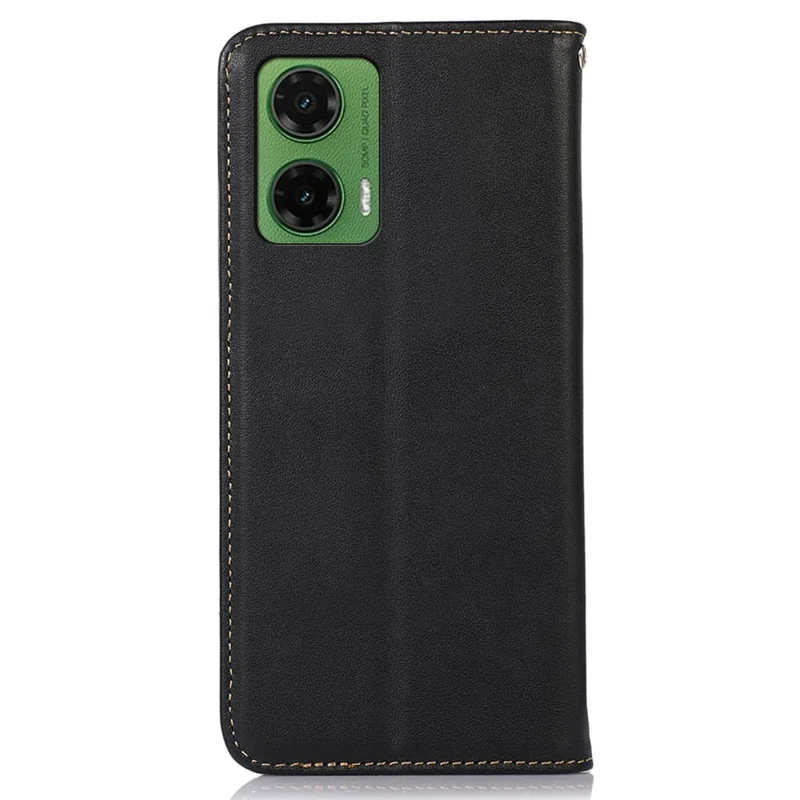 KHAZNEH Genuine Cowhide Leather Case for Motorola Moto G35 5G, Black.