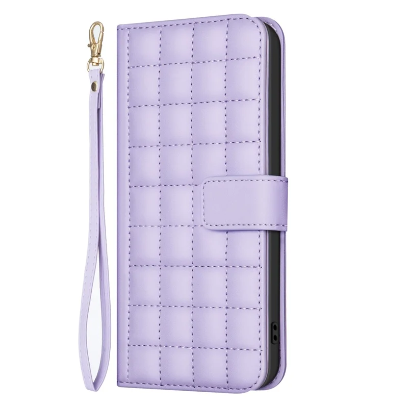 BINFEN COLOR for Samsung Galaxy A36 5G Leather Case Wallet Square Grid Phone Cover - Light Purple