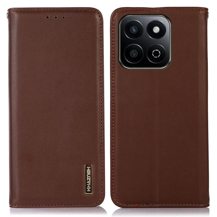 КХАЗНЕХ Для чести X7c 4G / 200 Smart 5G / Play 60 Plus 5G Чехол из натуральной коровьей кожи Кошелек Чехол для телефона Текстура наппа - Коричневый