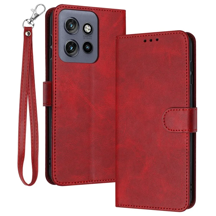 Custodia a portafoglio in pelle PU con stand flip per Motorola Edge 50 Neo 5G / Moto S50 5G - Texture vitello - Rosso