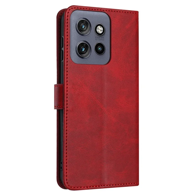 Custodia a portafoglio in pelle PU con stand flip per Motorola Edge 50 Neo 5G / Moto S50 5G - Texture vitello - Rosso