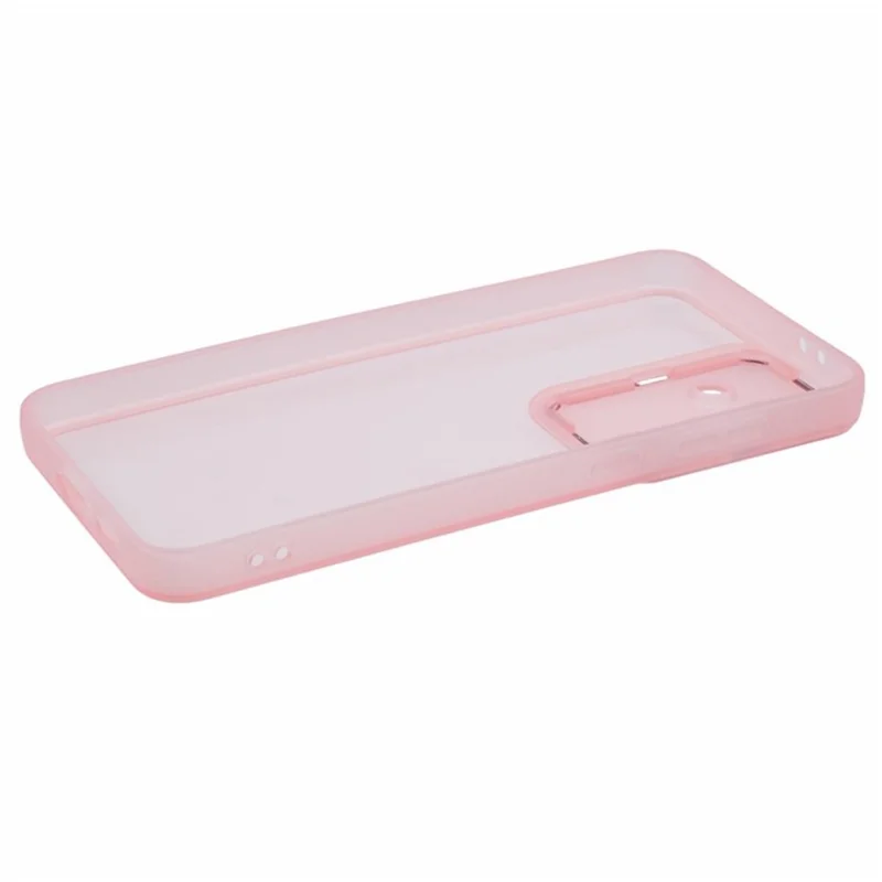 WANLONFENG DKSM Serie til Samsung Galaxy S24 FE TPU Case med elektropladeret ramme og hakket glas - Transparent Rosa