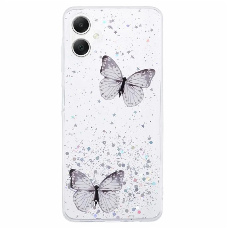 WANLONFENG AW-Serie für Samsung Galaxy A06 Hülle mit Displayschutzfolie, TPU-Telefonabdeckung, PVC-Schmetterling-Epoxy - Weiß