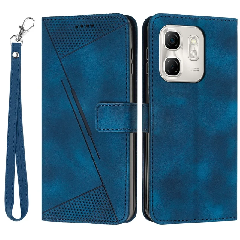 For Infinix Hot 50i 4G / Smart 9 4G Case Handbag Imprinted Triangle Leather Phone Cover - Sapphire