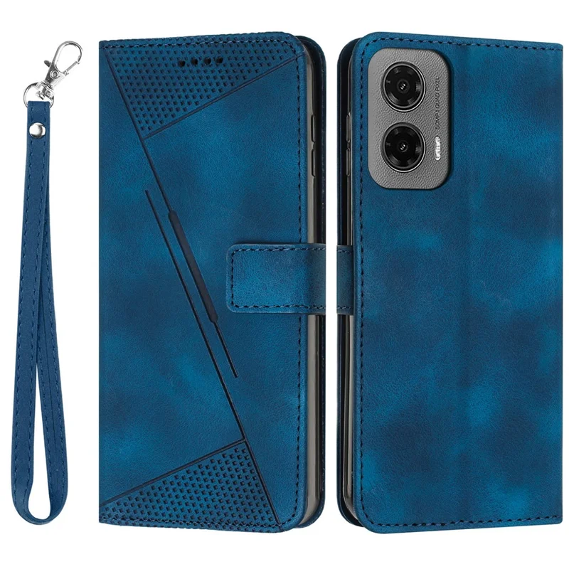 For Motorola Moto G35 5G Case Handbag Imprinted Triangle Leather Phone Cover - Sapphire