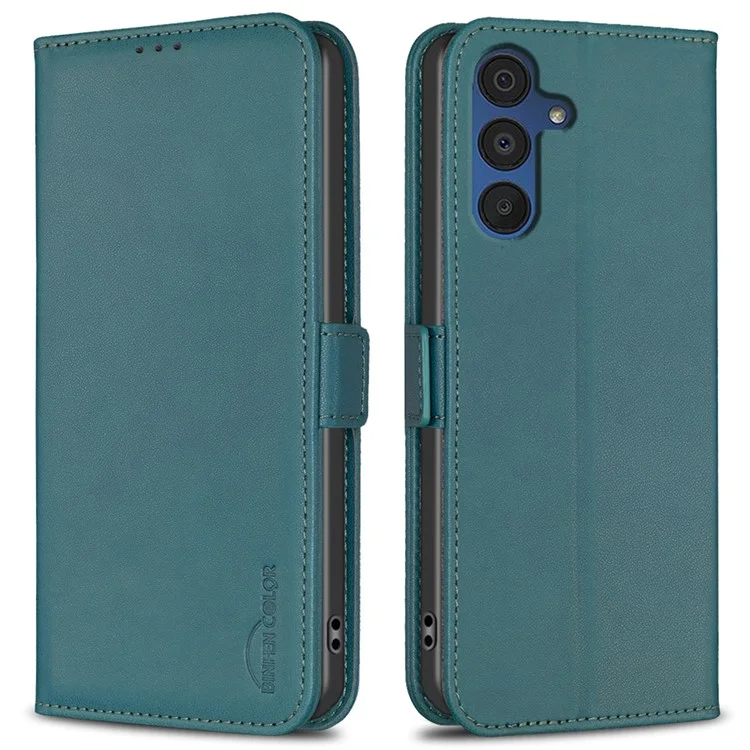 БИНФЕН ЦВЕТ BF31 для Samsung Galaxy A36 5G Чехол Кожаный кошелек Флип Folio Phone Cover - Зеленый