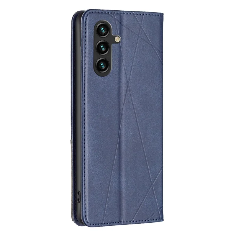For Samsung Galaxy A36 5G Case Card Slots Geometry Imprint Leather Phone Cover - Blue