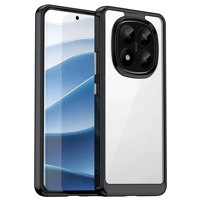 For Xiaomi Redmi Note 14 Pro+ 5G Case TPU +Acrylic Protective Clear Phone Cover - Black