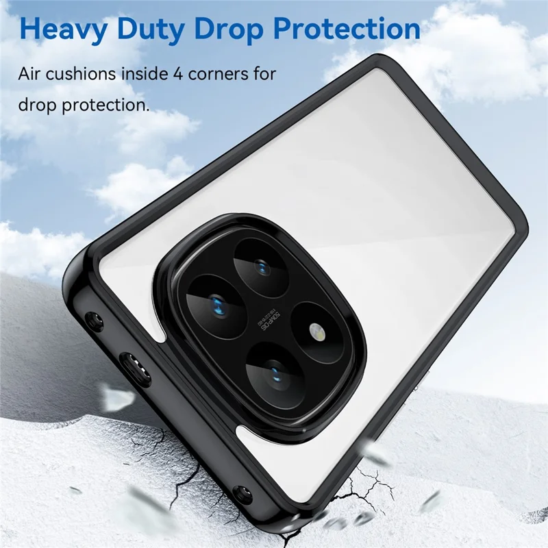 For Xiaomi Redmi Note 14 Pro+ 5G Case TPU +Acrylic Protective Clear Phone Cover - Black