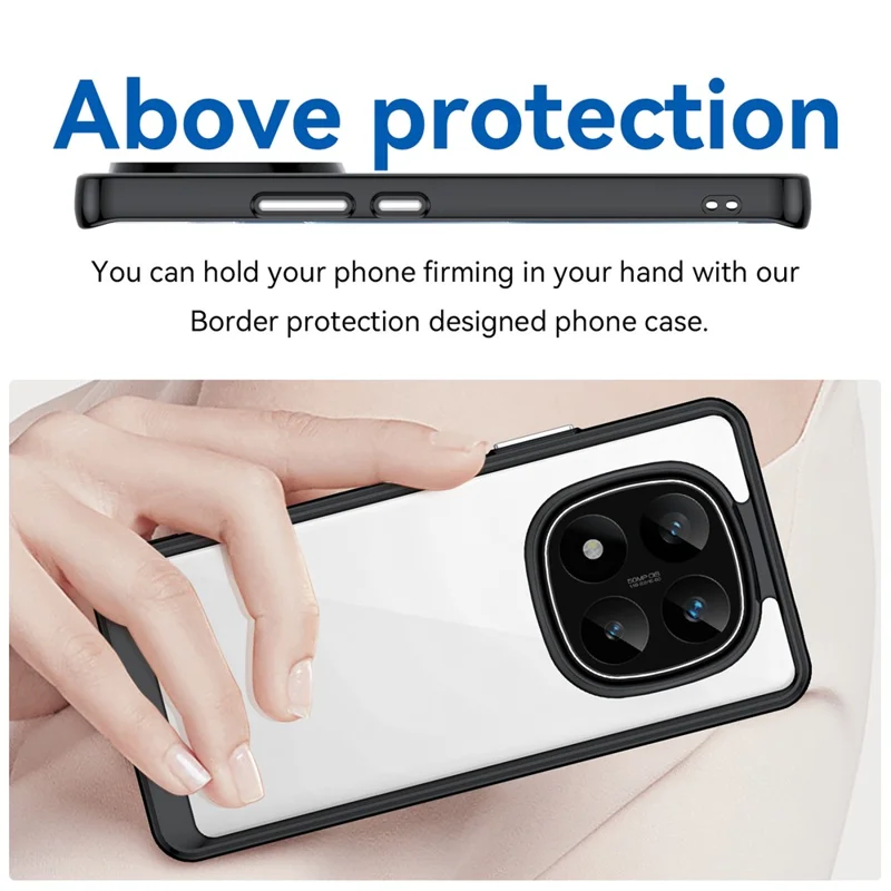For Xiaomi Redmi Note 14 Pro+ 5G Case TPU +Acrylic Protective Clear Phone Cover - Black