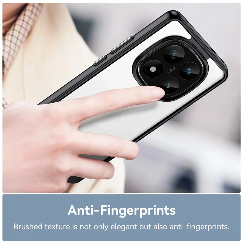 For Xiaomi Redmi Note 14 Pro+ 5G Case TPU +Acrylic Protective Clear Phone Cover - Black