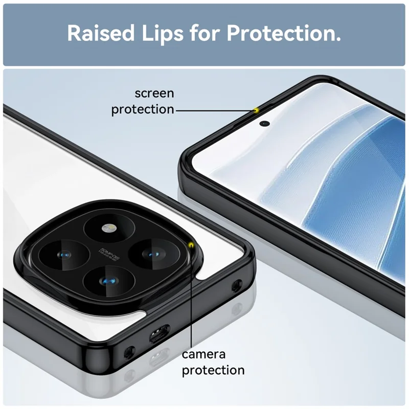 For Xiaomi Redmi Note 14 Pro+ 5G Case TPU +Acrylic Protective Clear Phone Cover - Black