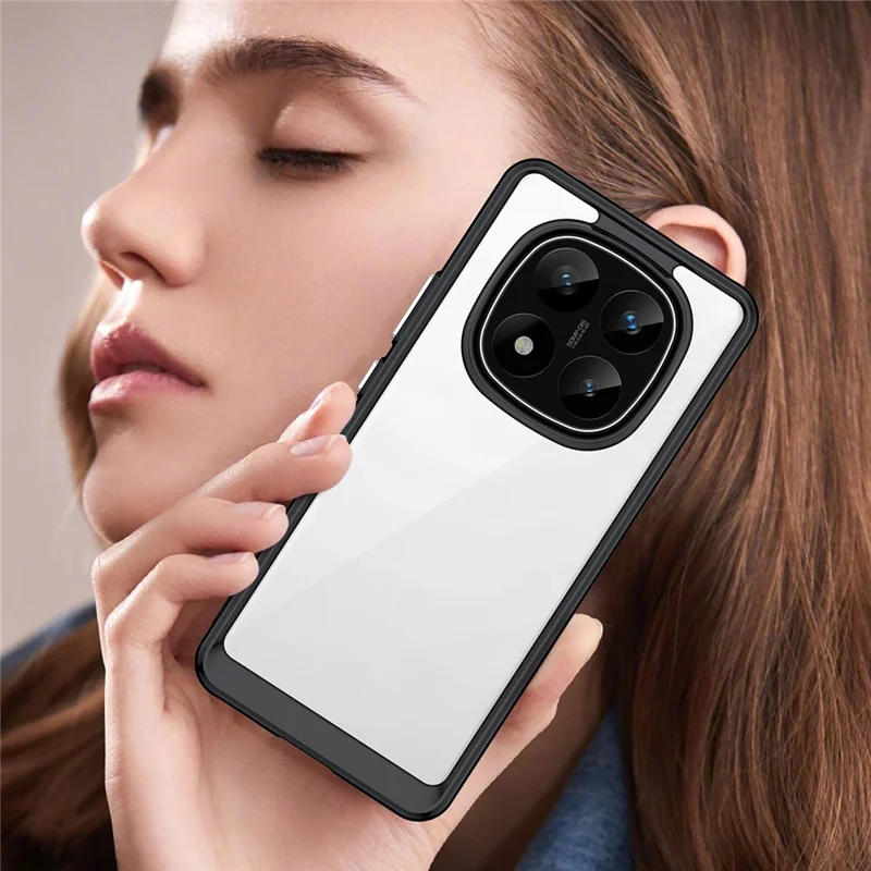 For Xiaomi Redmi Note 14 Pro+ 5G Case TPU +Acrylic Protective Clear Phone Cover - Black