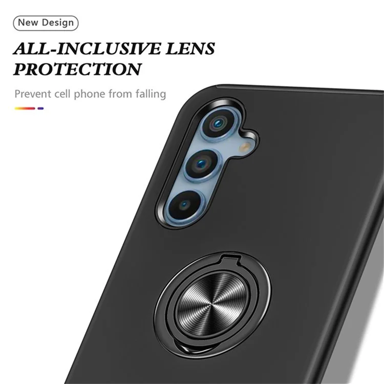 Für Samsung Galaxy S25 Hülle PC+TPU Handyhülle mit drehbarem Ringhalter - Blau