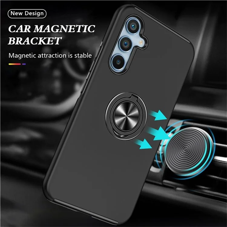 Coque pour Samsung Galaxy S25+ en PC+TPU avec support de bague rotatif - Noir