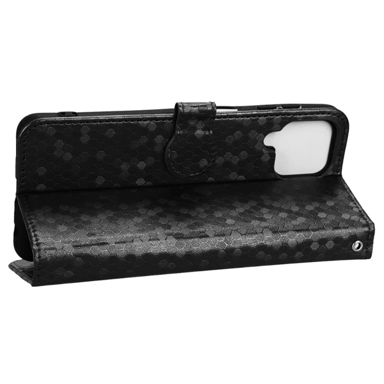 Anti-fall Phone Wallet Case For Samsung Galaxy A12 / M12, Dot Pattern Imprinted PU Leather Magnetic Clasp Phone Shell Stand Folio Flip Cover with Strap - Black