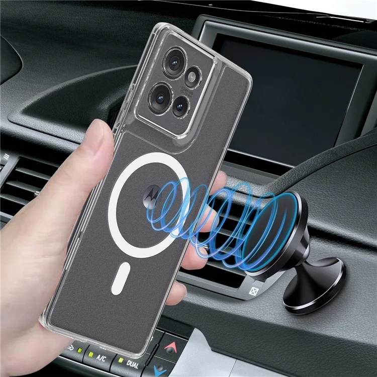 Für Motorola Edge 50 5G Klare Hülle TPU+Acryl Magnetische Handyhülle Kompatibel mit MagSafe