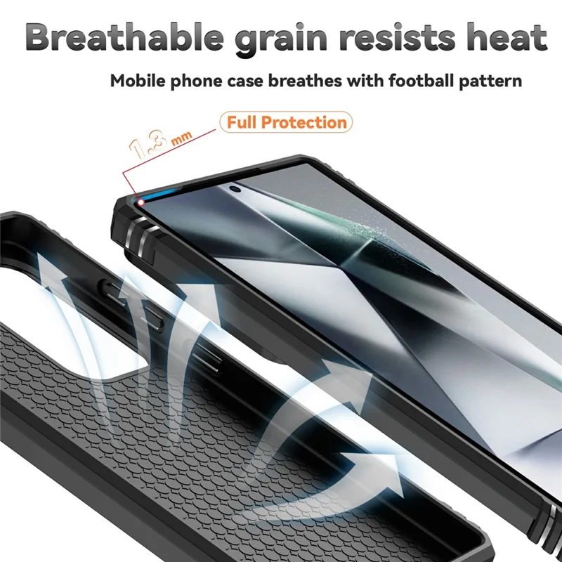 For Samsung Galaxy S25 Ultra Case PC + TPU Phone Cover Lens Ultimate Protection Kickstand - Black