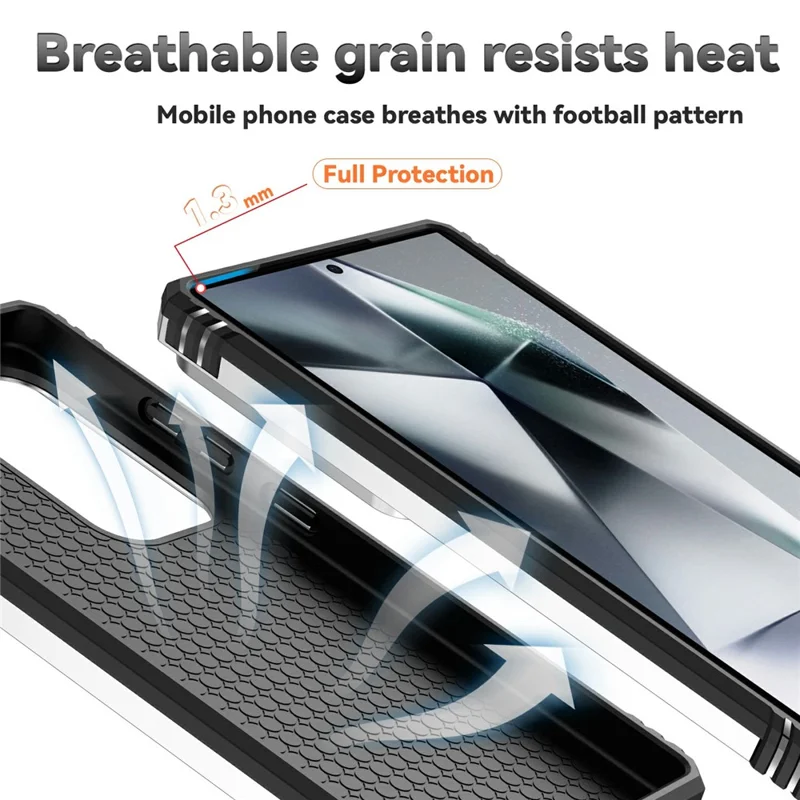 For Samsung Galaxy S25 Ultra Case PC + TPU Phone Cover Lens Ultimate Protection Kickstand - Silver