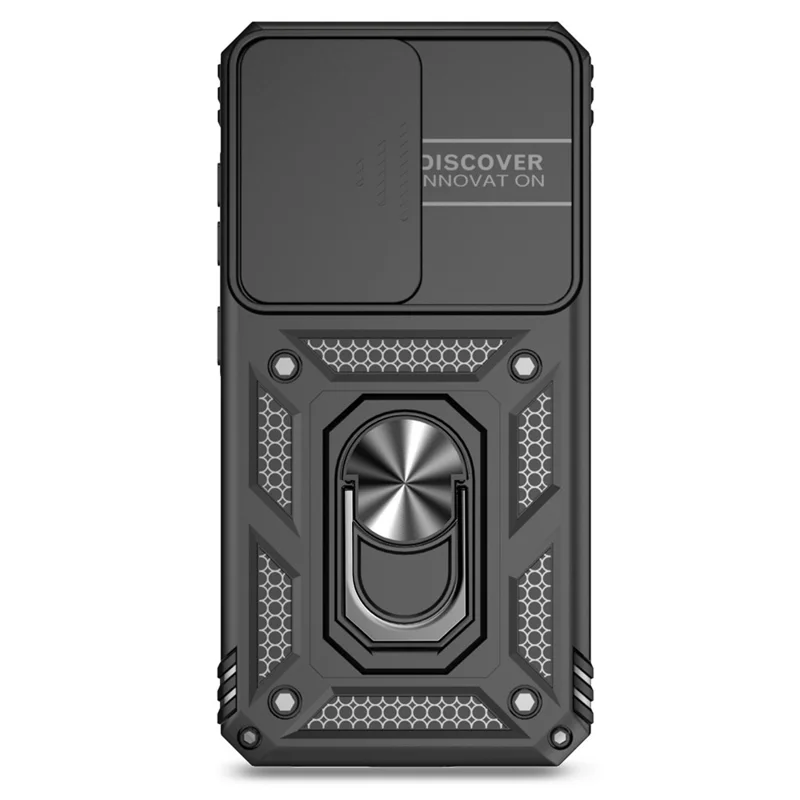 For Samsung Galaxy S25 Case PC + TPU Phone Cover Lens Ultimate Protection Kickstand - Black