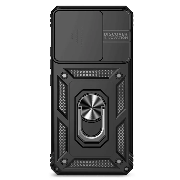 Für Xiaomi 14T Case PC + TPU-Handyhülle Linsenschutz Ultimativer Schutz Ständer - Schwarz