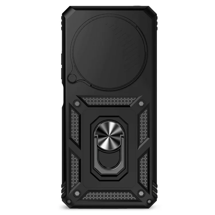 Lens Ultimate Protection For Xiaomi Redmi 14R 5G / 14C 4G / Poco C75 4G Case PC + TPU Phone Cover with Kickstand - Nero
