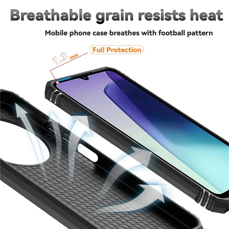Lens Ultimate Protection For Xiaomi Redmi 14R 5G / 14C 4G / Poco C75 4G Case PC + TPU Phone Cover with Kickstand - Nero