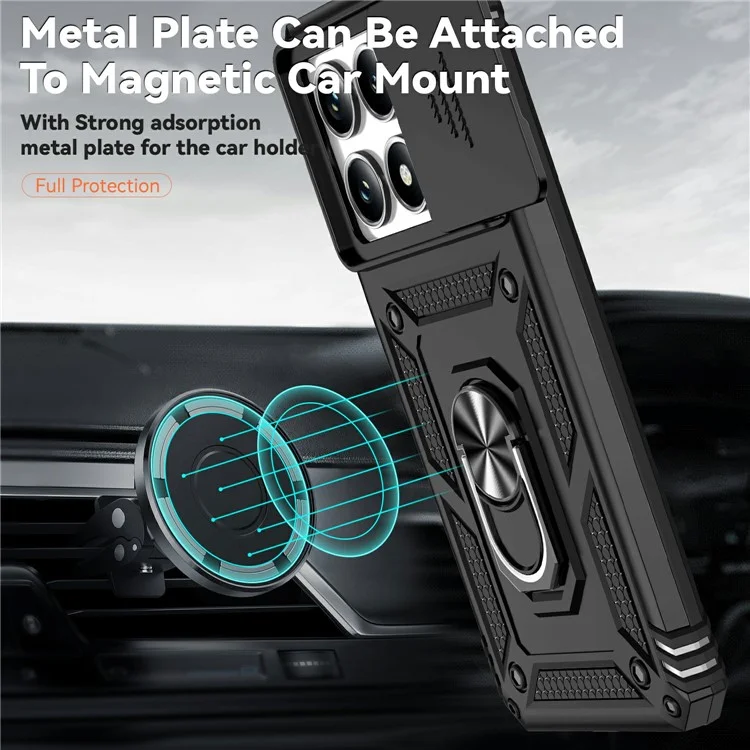 For Xiaomi 14T Pro Case PC + TPU Phone Cover Lens Ultimate Protection Kickstand - Black