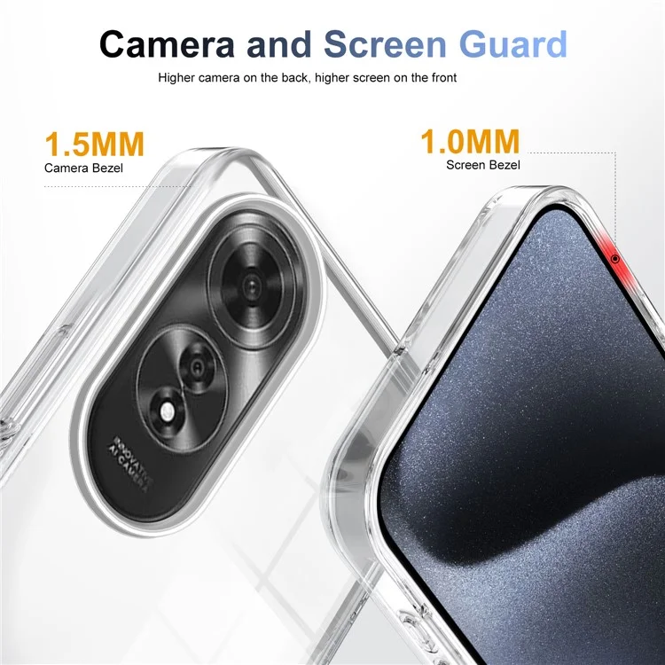 For Oppo A60 4G Clear Phone Case TPU+PC Anti-Slip Drop-Proof Back Cover - Transparent
