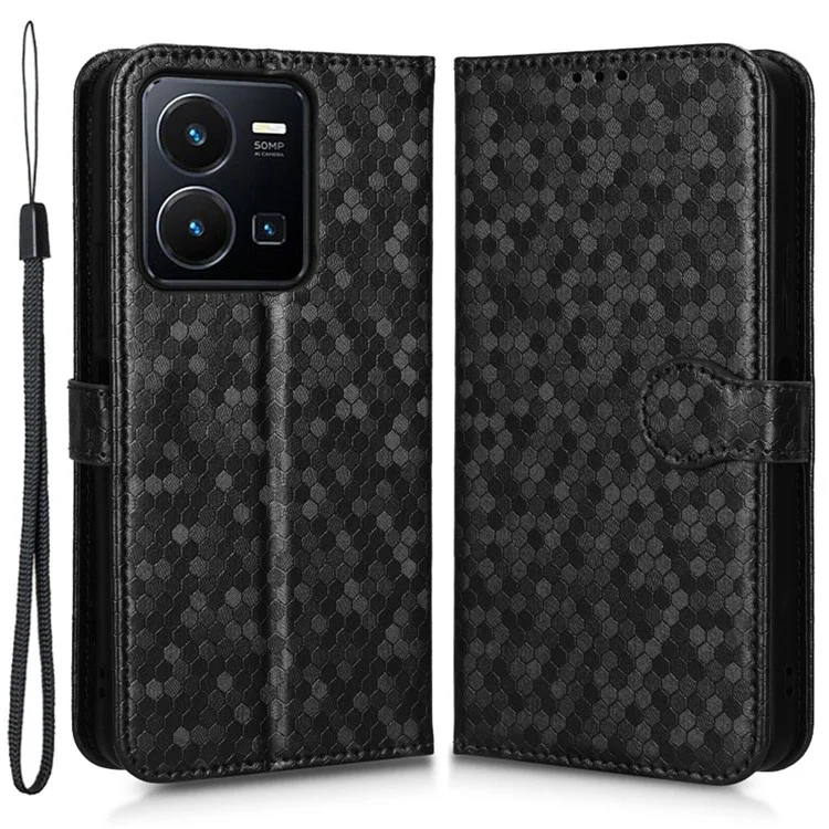Shockpereprong Phone Case Для Vivo Y35 4g (2022), Подставка Для Выбросов Точечной Подставки с Флип -кошельком. - Черный