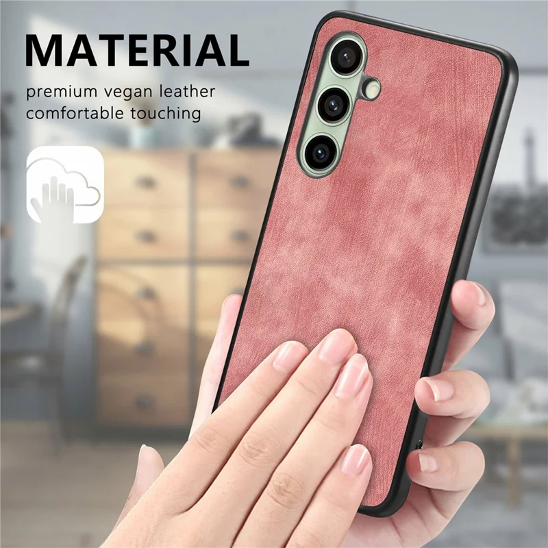 Funda para Samsung Galaxy S24 FE, de cuero retro y TPU, con protección antichoque - Rosa
