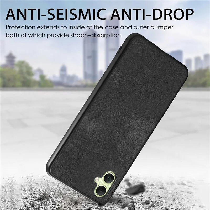 For Samsung Galaxy A06 4G Case Retro Leather + TPU Shockproof Protective Phone Cover - Brown