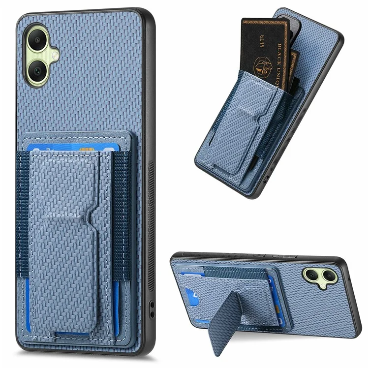 For Samsung Galaxy A06 4G Case Kickstand Card Holder Leather Back Cover - Blue