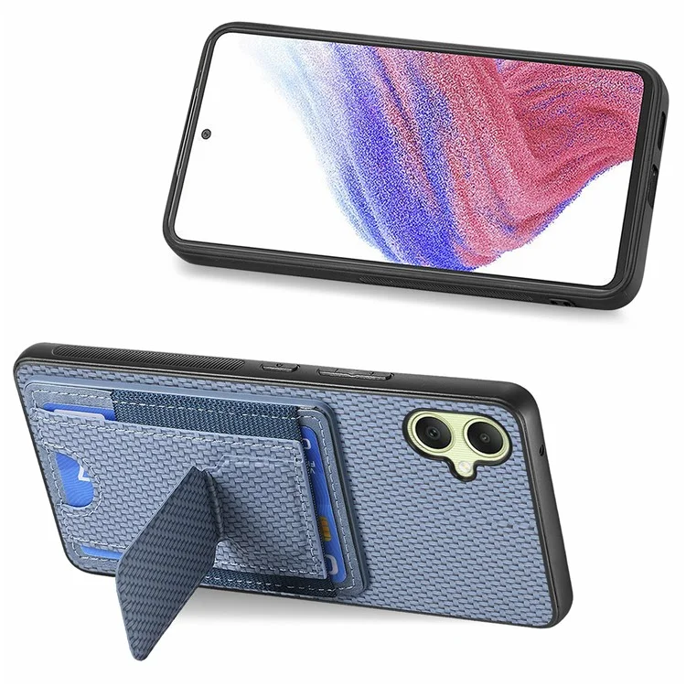 For Samsung Galaxy A06 4G Case Kickstand Card Holder Leather Back Cover - Blue