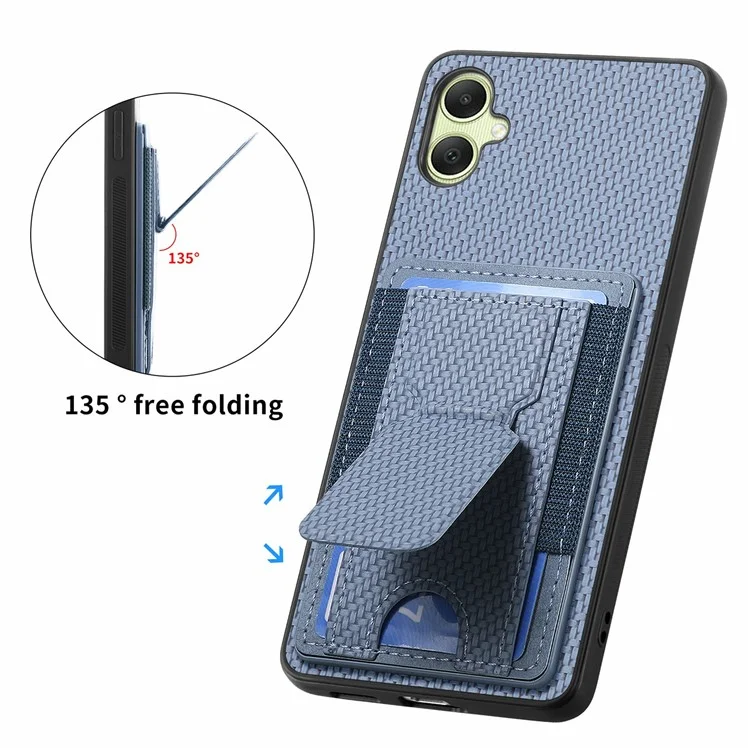 For Samsung Galaxy A06 4G Case Kickstand Card Holder Leather Back Cover - Blue