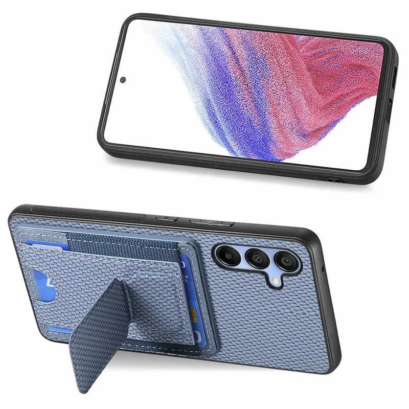 For Samsung Galaxy A16 4G / 5G Case Kickstand Card Holder Leather Back Cover - Blue