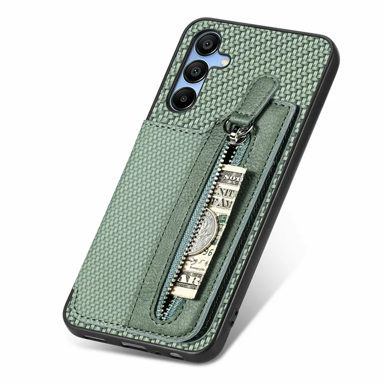 Funda para Samsung Galaxy A16 4G / 5G de cuero+PC+TPU con bolsillo con cremallera y soporte - Verde