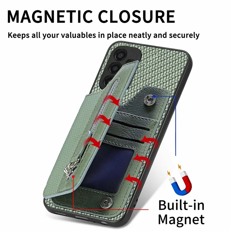 Funda para Samsung Galaxy A16 4G / 5G de cuero+PC+TPU con bolsillo con cremallera y soporte - Verde