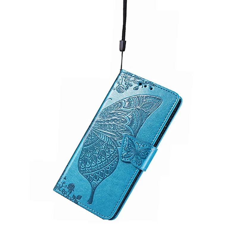 Voor ZTE Blade V60 Vita Hoesje PU Leren Portemonnee Telefoonhoesje Vlinderpatroon - Blauw