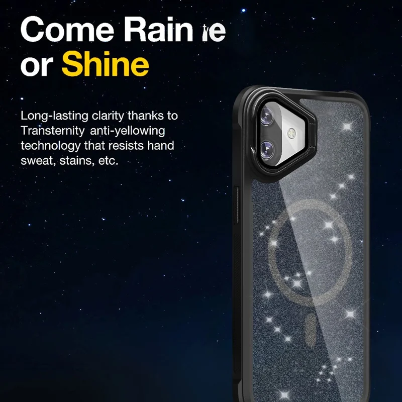 For iPhone 16 Glitter Phone Case Compatible with MagSafe Sparkling Cover with Lens Cover Kickstand - Orange