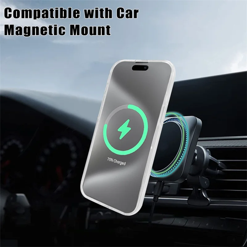 For iPhone 15 Pro Max Glitter Case Compatible with MagSafe PC+TPU Phone Cover with PET Screen Film - Purple