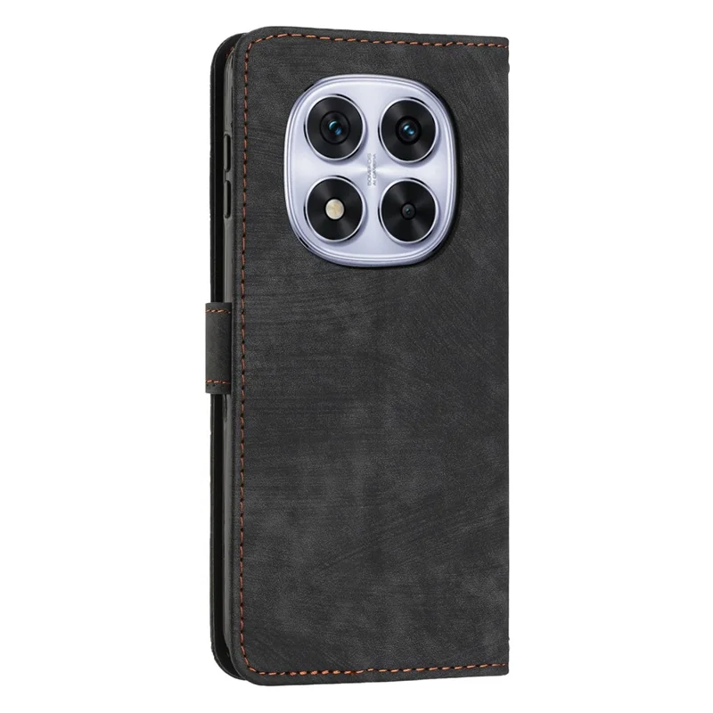 For Xiaomi Redmi Note 14 Pro+ 5G / Note 14 Pro 5G / Poco X7 5G Case Imprinted Lines Leather Phone Cover Folding Stand - Black